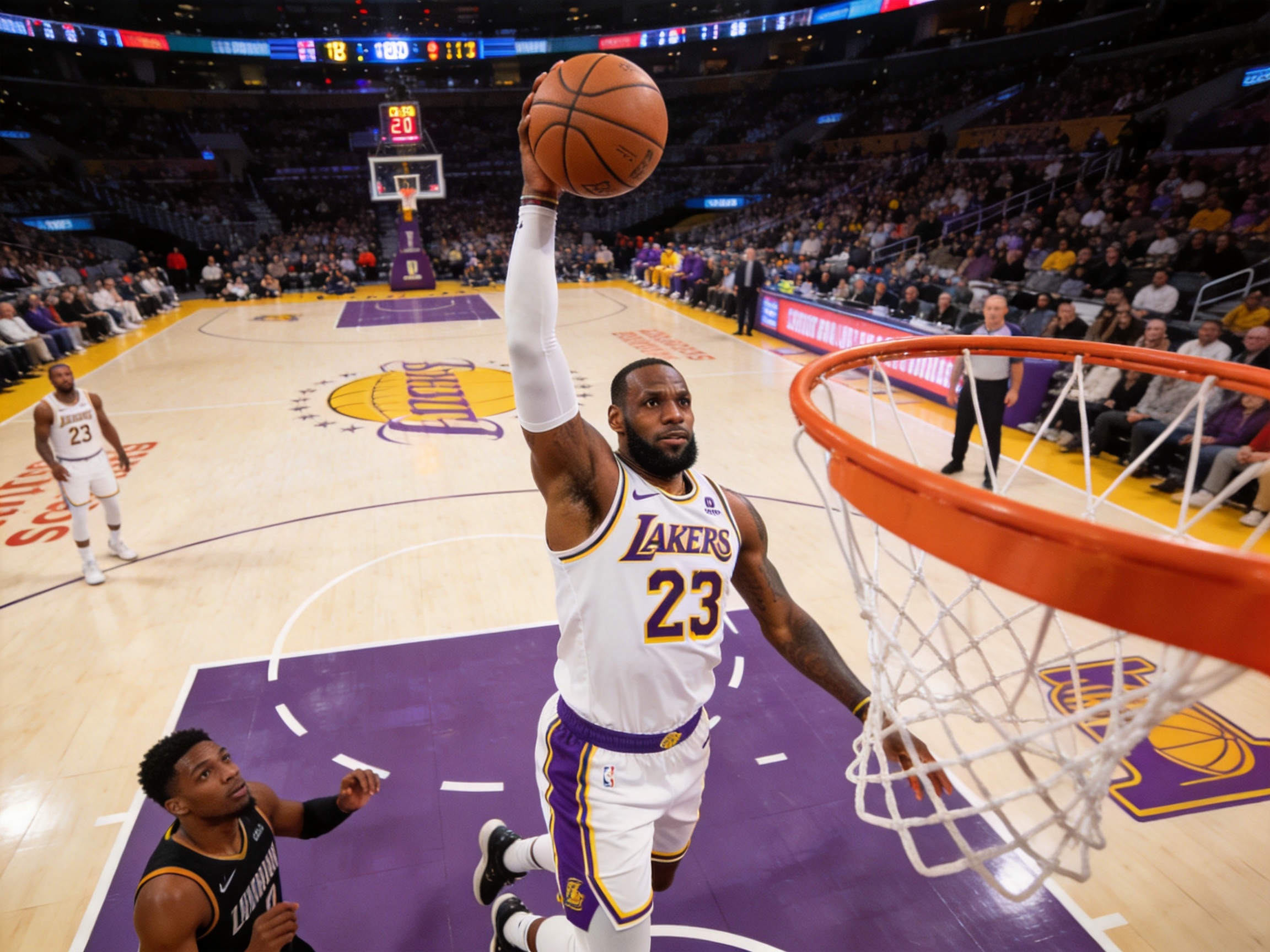 篮球赛场特写，捕捉NBA比赛的精彩瞬间